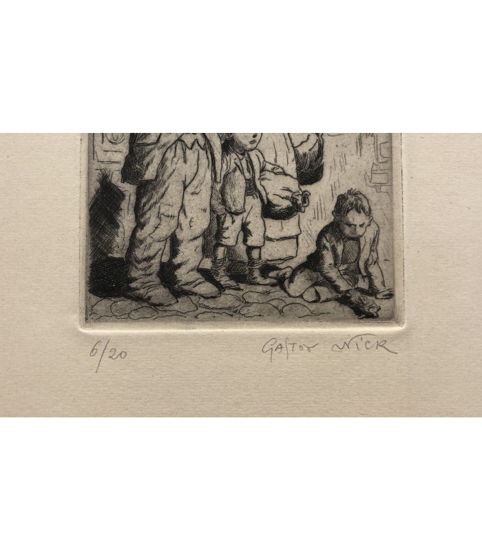 NICK Gaston (PETRELLI dit) - "Marchands de fripes"- Les métiers de Paris - Gravure originale.