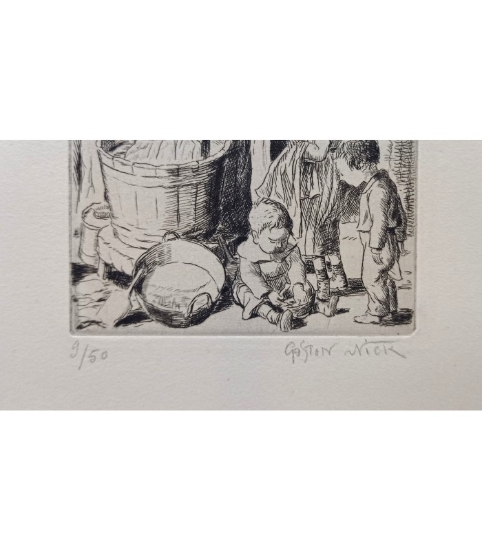 NICK Gaston (PETRELLI dit) - " La Lessive "- Les métiers de Paris - Gravure originale.