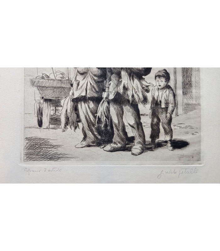 NICK Gaston (Pétrelli dit) « Peaux de lapins » - Gravure originale.