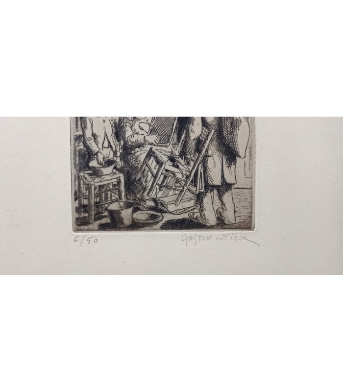 NICK Gaston (Pétrelli dit) « La Rempailleuse » - Gravure originale.