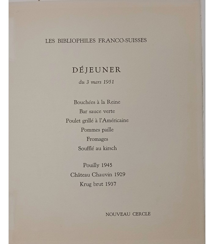 ROCHE Marcel "Mare ombragée" - Pointe sèche menu association des Bibliophiles Franco - Suisses