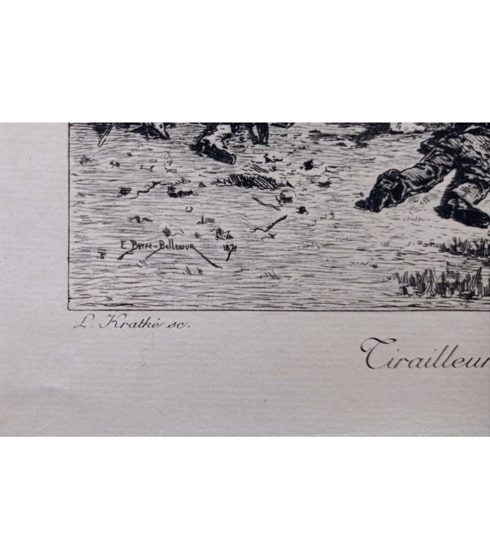 KRATKE Charles-Louis "Tirailleurs de la Seine - Malmaison 1870" - Gravure originale