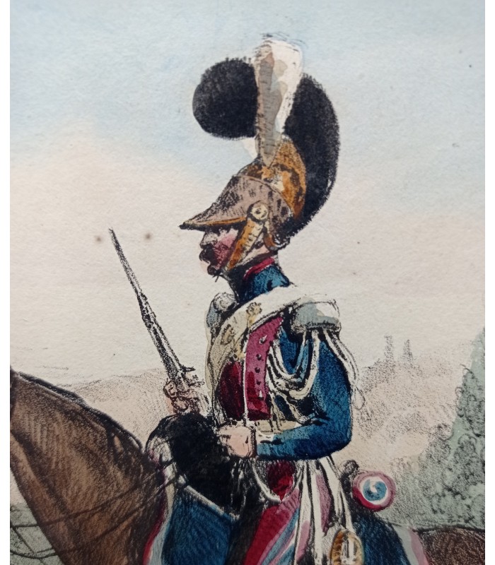 RAFFET Auguste "Garde royale " - lot de 2 lithographies originales rehaussées à l'aquarelle
