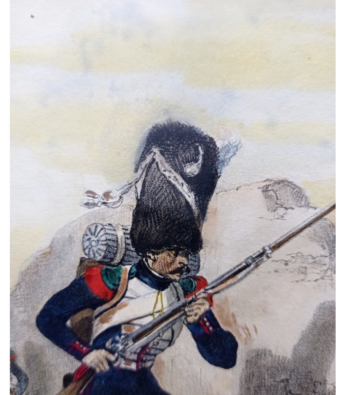 RAFFET Auguste "Garde royale " - lot de 2 lithographies originales rehaussées à l'aquarelle