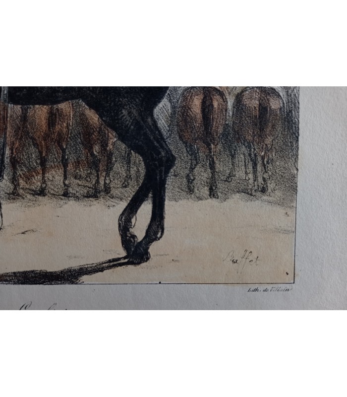 RAFFET Auguste "Carabiniers " - lot de 2 lithographies originales rehaussées à l'aquarelle