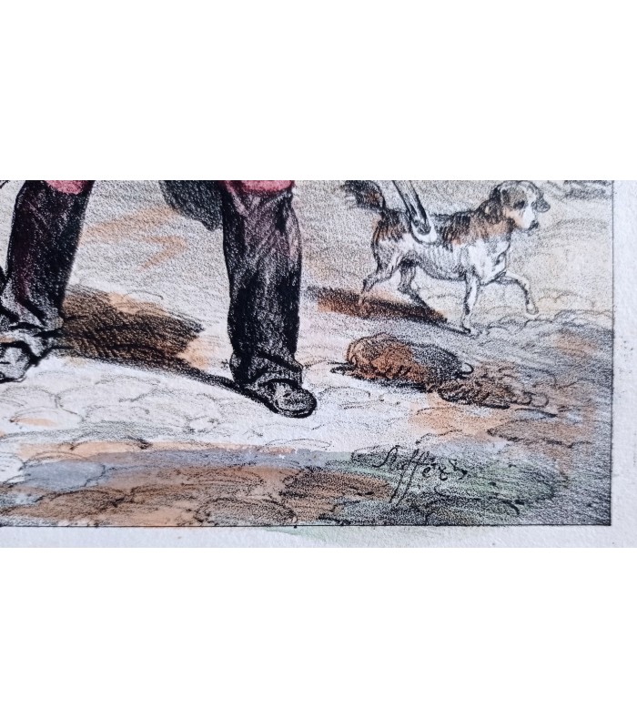 RAFFET Auguste "Garde Royale Hussards " - lot de 2 lithographies originales rehaussées à l'aquarelle