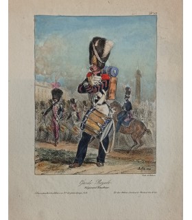 RAFFET Auguste "Garde Royale Lanciers et Tambour " - lot de 2 lithographies originales rehaussées à l'aquarelle
