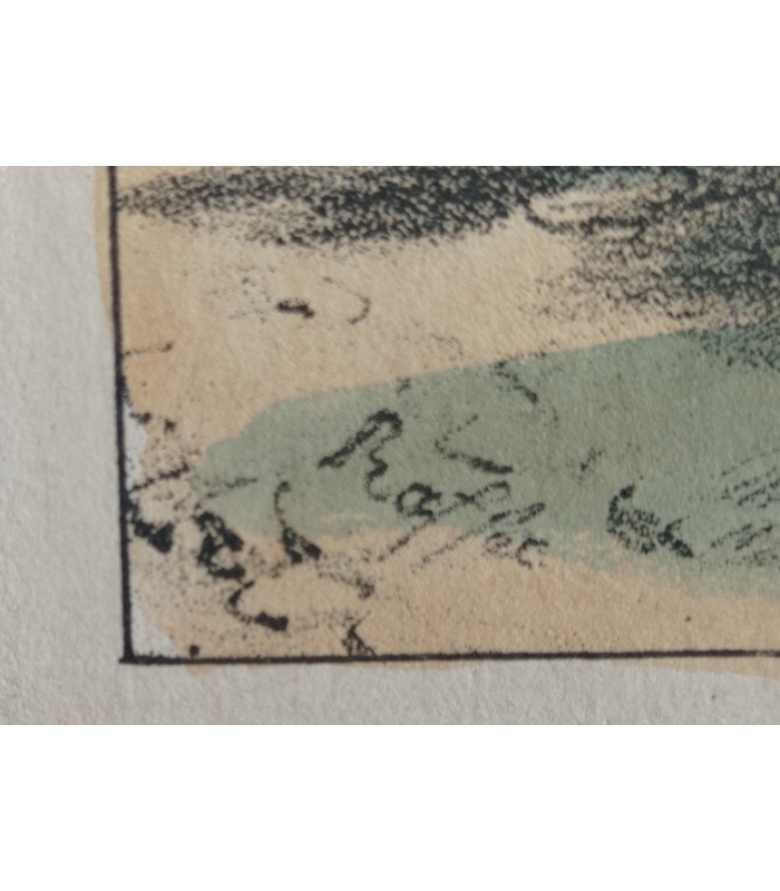 RAFFET Auguste "Sapeur,Tambour et artillerie" - lot de 3 de lithographies originales rehaussées à l'aquarelle