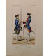 MOYNET - Règne de Louis XV - St Germain et officier de Bergh (Rég. Allemand) - Lithographie originale rehaussée à la main