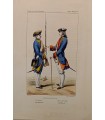 MOYNET - Règne de Louis XV - St Germain et officier de Bergh (Rég. Allemand) - Lithographie originale rehaussée à la main