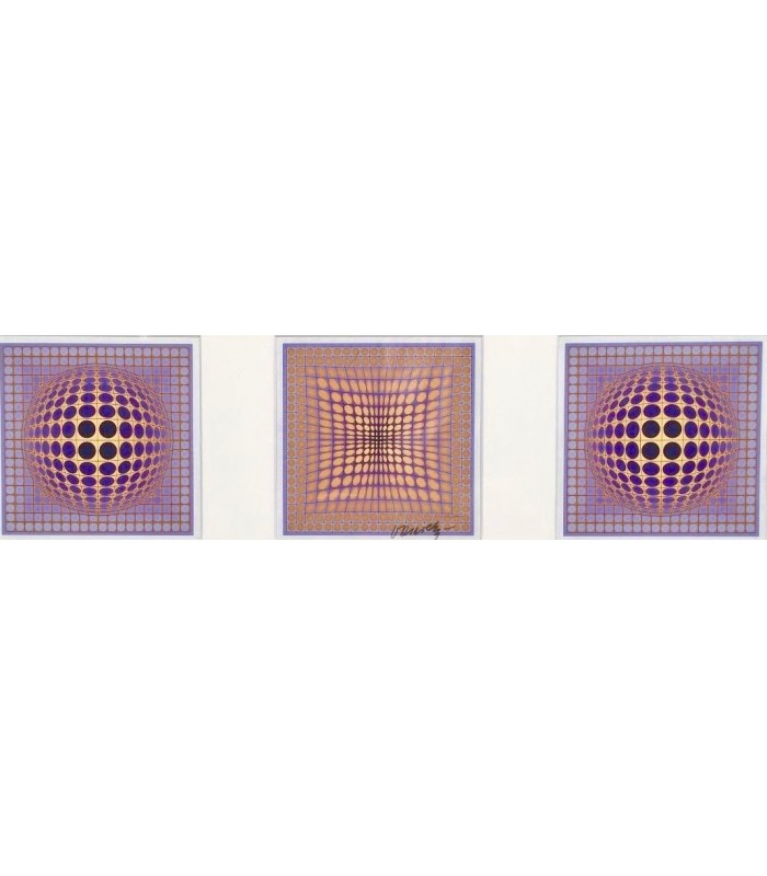 VASARELY Victor "Composition géométrique" - Sérigraphie en triptyque