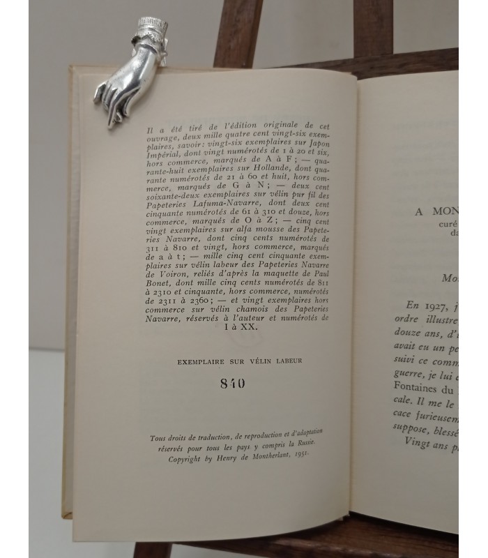 MONTHERLANT Henry de - La Ville dont le Prince est un Enfant - Edition originale tirage justifié 1951