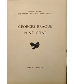 Georges BRAQUE René CHAR - Bibliothèque littéraire Jacques Doucet - Paris Mai 1963 Catalogue