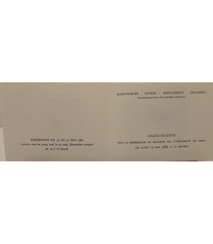 Georges BRAQUE René CHAR - Bibliothèque littéraire Jacques Doucet - Paris Mai 1963 Catalogue