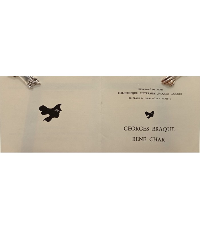 Georges BRAQUE René CHAR - Bibliothèque littéraire Jacques Doucet - Paris Mai 1963 Catalogue