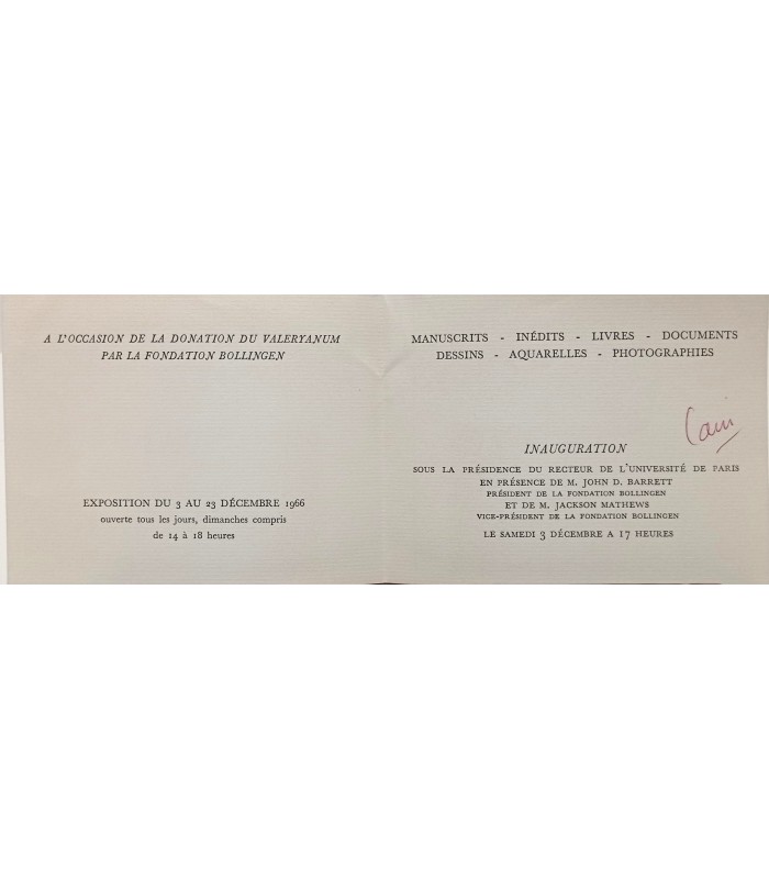 Paul VALERY Pré-Teste - Bibliothèque littéraire Jacques Doucet - Catalogue de l'exposition - Décembre 1966