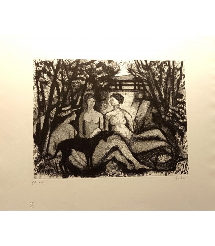 ASSELIN Maurice "Trois femmes sous le soleil d'été" - Gravure originale