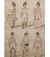 LARGE "Types militaires" - Gravure originale en couleur.