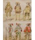 LARGE "Types militaires" - Gravure originale en couleur.