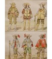 LARGE "Types militaires" - Gravure originale en couleur.