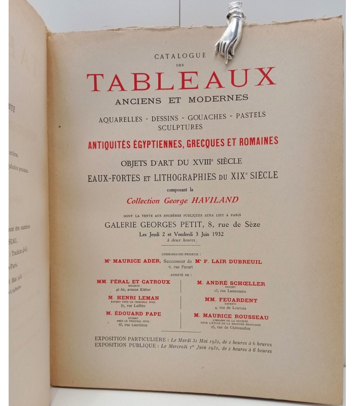 Galerie Georges PETIT - Collection George HAVILAND - Catalogue de la vente juin 1932