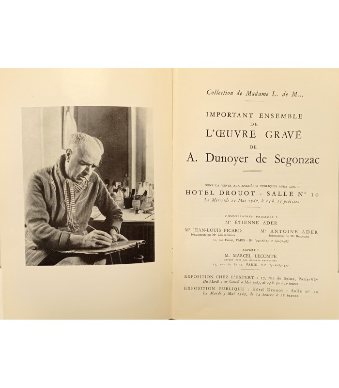 DROUOT - Vente Dunoyer de Segonzac - Catalogues ventes du 10 mai 1967 et du 11 juin 1979.