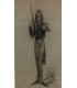 DORE Gustave "Portrait du violoniste PAGANINI" - Dessin original au crayon gras signé.