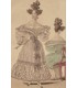 Mode de Paris "Petit courrier des dames " - Lot de 2 gravures originales rehaussées à la gouache.