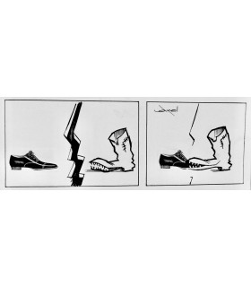 AXEL "Combat de chaussures" - Dessin de presse original signé.