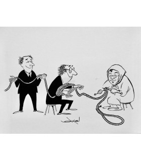 AXEL "Gorbatchev tricote la corde des condamnés" - Dessin de presse original signé.