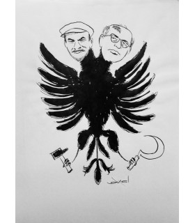 AXEL "Aigle à deux têtes : Lénine et Gorbatchev" - Dessin de presse original signé.