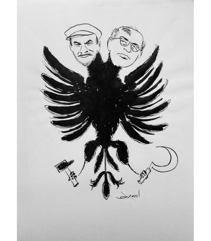 AXEL "Aigle à deux têtes : Lénine et Gorbatchev" - Dessin de presse original signé.