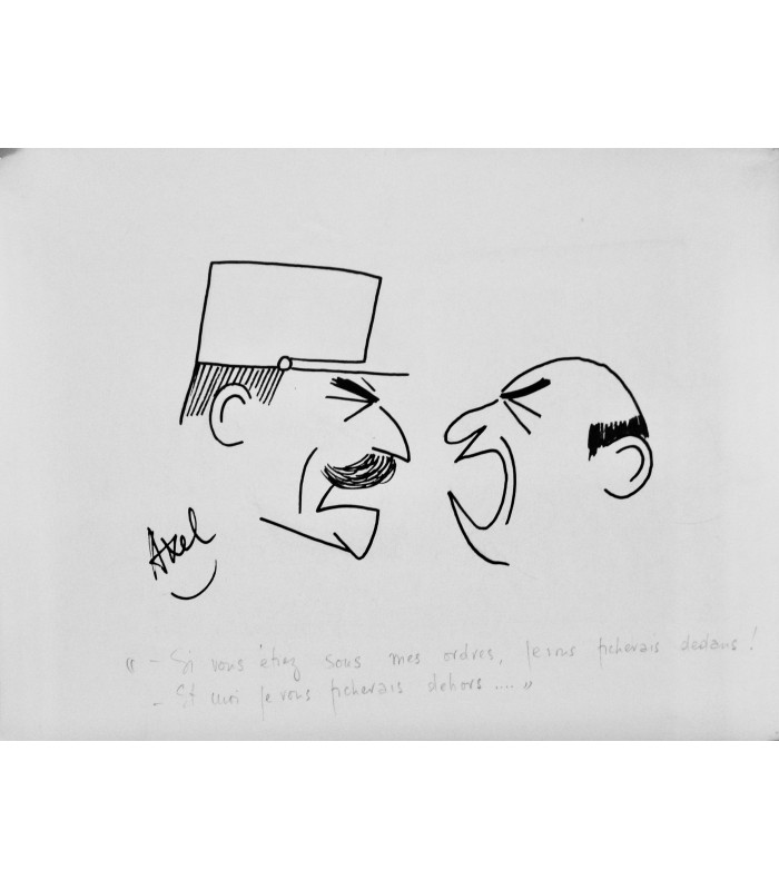 AXEL "Dedans, dehors" - Dessin de presse original signé.