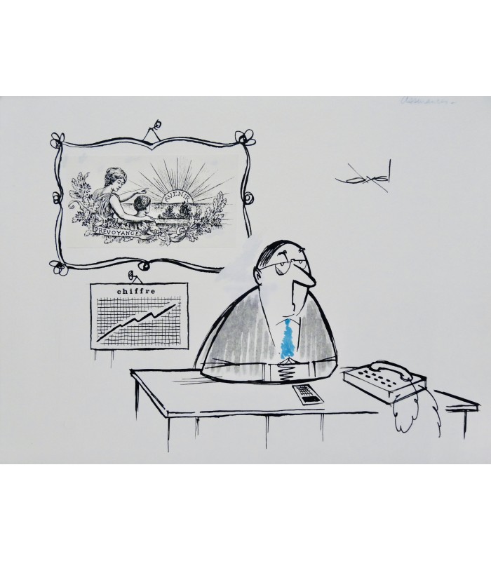 AXEL "Assurances" - Dessin de presse signé.