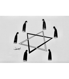 AXEL " Les musulmans et les juifs" - Dessin de presse original signé.