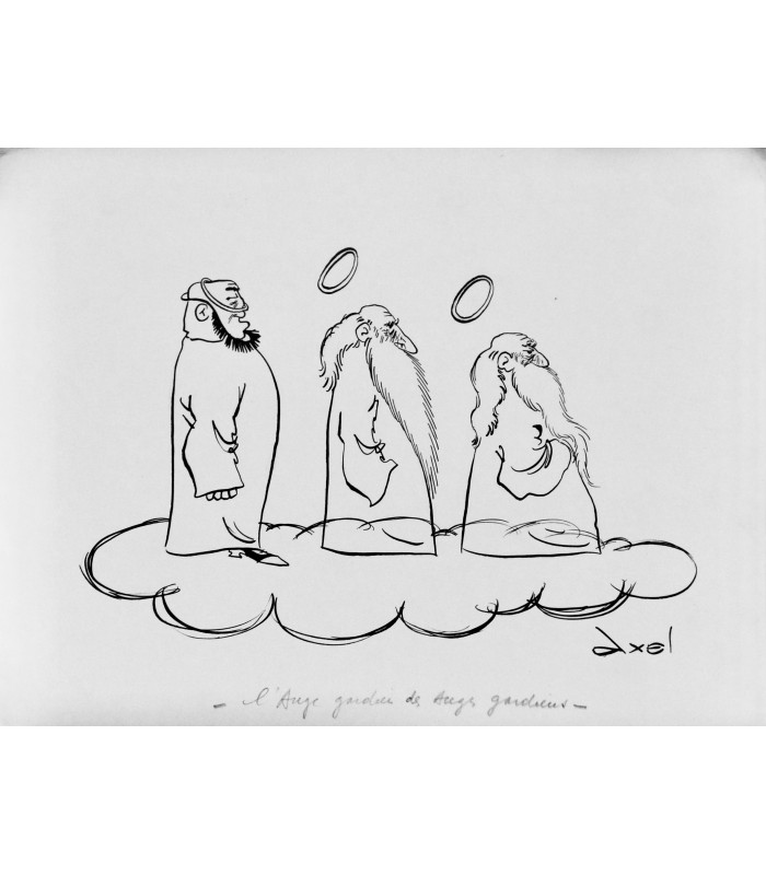 AXEL "L'Ange gardien des Anges gardiens" - Dessin de presse signé.