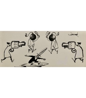 AXEL "Violences potentielles" - Dessin de presse original signé.