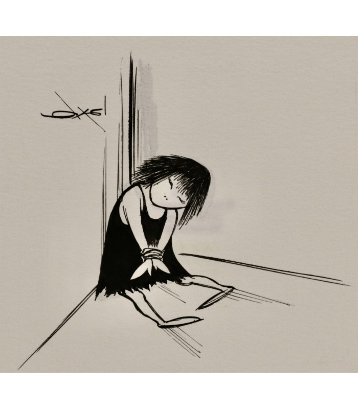 AXEL "Prisonnière" - Dessin de presse signé.