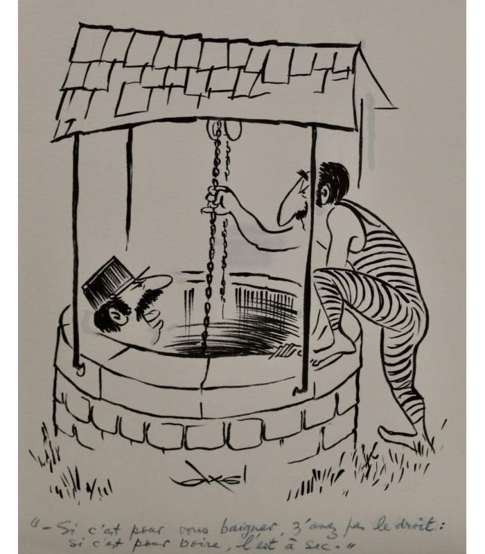 AXEL "Baignade interdite" -  Dessin de presse original signé.
