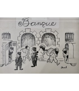 AXEL "Banque" - Dessin de presse original signé.