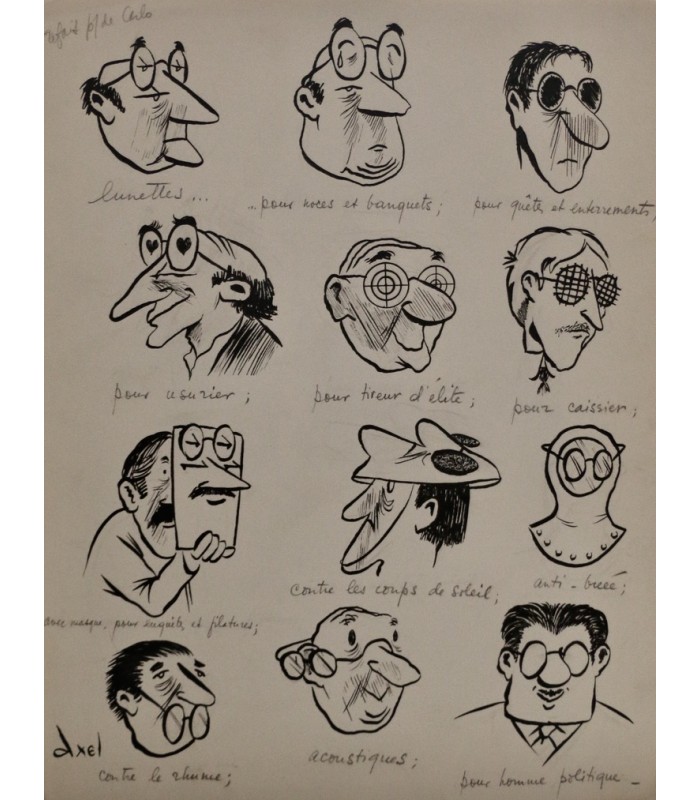 AXEL "A chacun ses Lunettes" - Dessin de presse original signé.