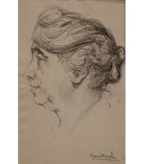 NAUDIN Bernard "Profil de femme : Mme Pierrotet" - Dessin original.