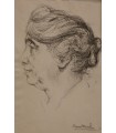 NAUDIN Bernard "Profil de femme : Mme Pierrotet" - Dessin original.