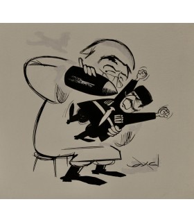 AXEL "Gorbatchev nourrissant le soldat russe" - Dessin de presse original signé.