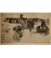CHAHINE Edgar "Distribution de soupe le Vendredi" - Gravure originale.